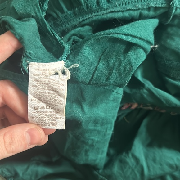 Free People Green Embroidered 3/4 Bell Sleeve Babydoll Boho Mini Dress Small - Picture 10 of 13
